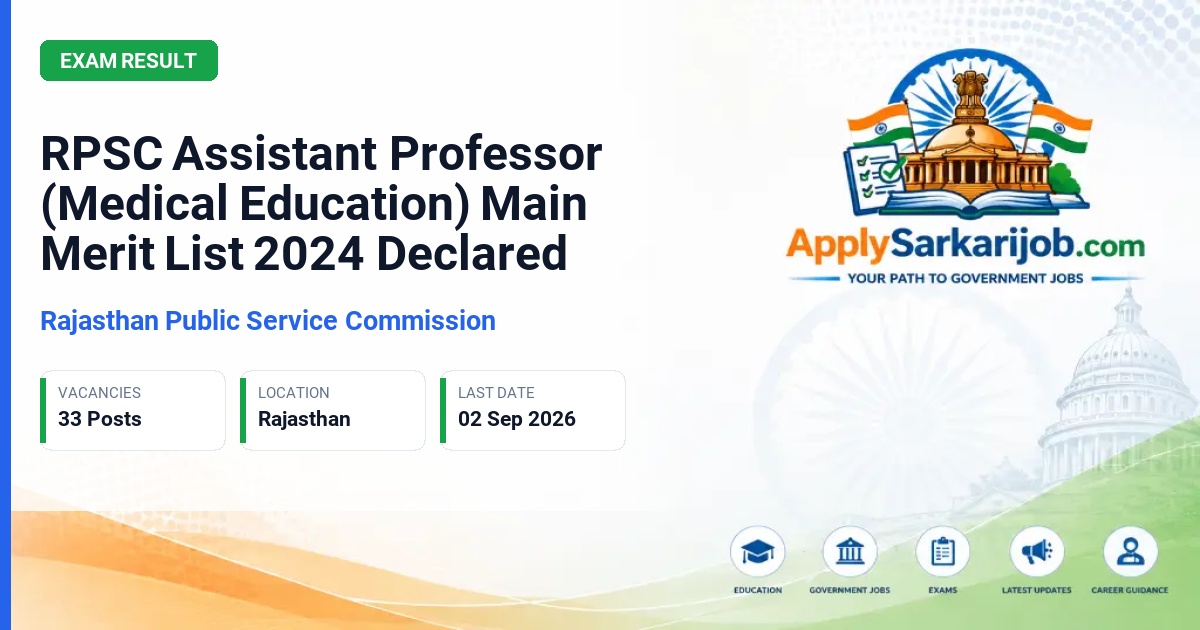 Rajasthan Public Service Commission (RPSC) - Assistant Professor (Medical Education) Official Notification Poster & Schedule