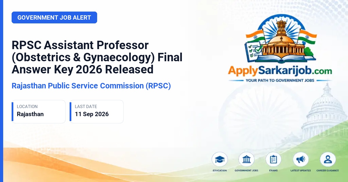 Rajasthan Public Service Commission (RPSC) - Assistant Professor (Obstetrics & Gynaecology) Official Notification Poster & Schedule