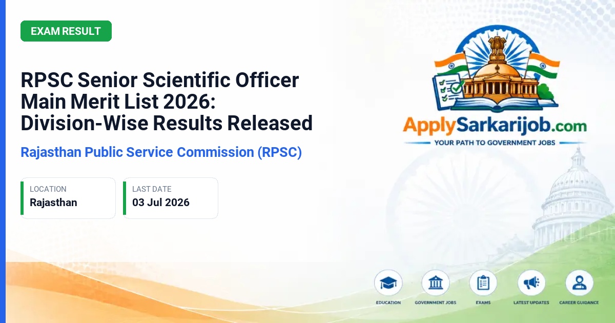 Rajasthan Public Service Commission (RPSC) - Senior Scientific Officer Official Notification Poster & Schedule