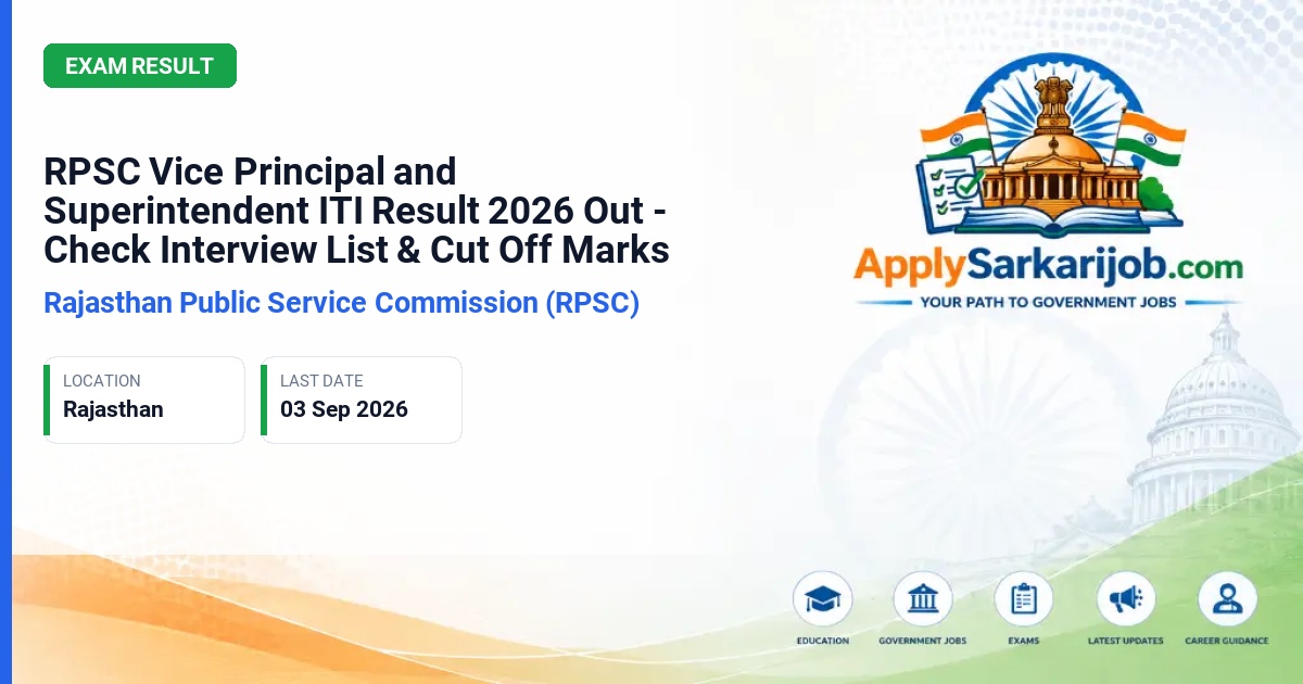 Rajasthan Public Service Commission (RPSC) - Vice Principal / Superintendent ITI Official Notification Poster & Schedule