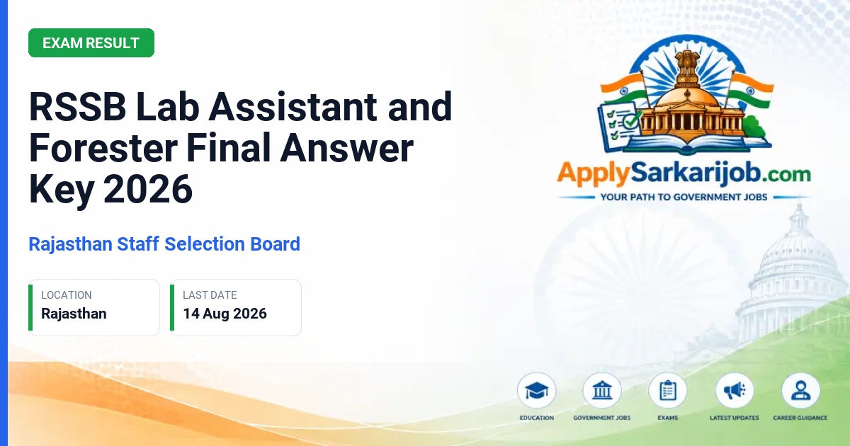 Rajasthan Staff Selection Board (RSSB), Jaipur - Lab Assistant and Forester Official Notification Poster & Schedule