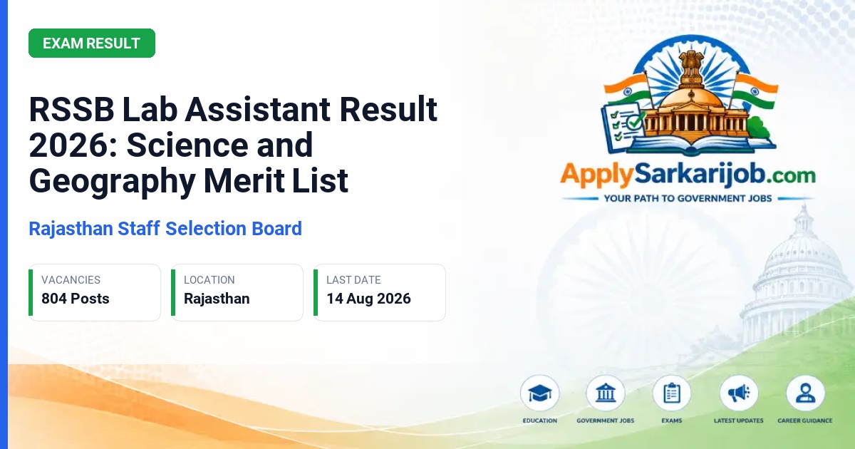Rajasthan Staff Selection Board (RSSB), Jaipur - Lab Assistant / Junior Lab Assistant Official Notification Poster & Schedule