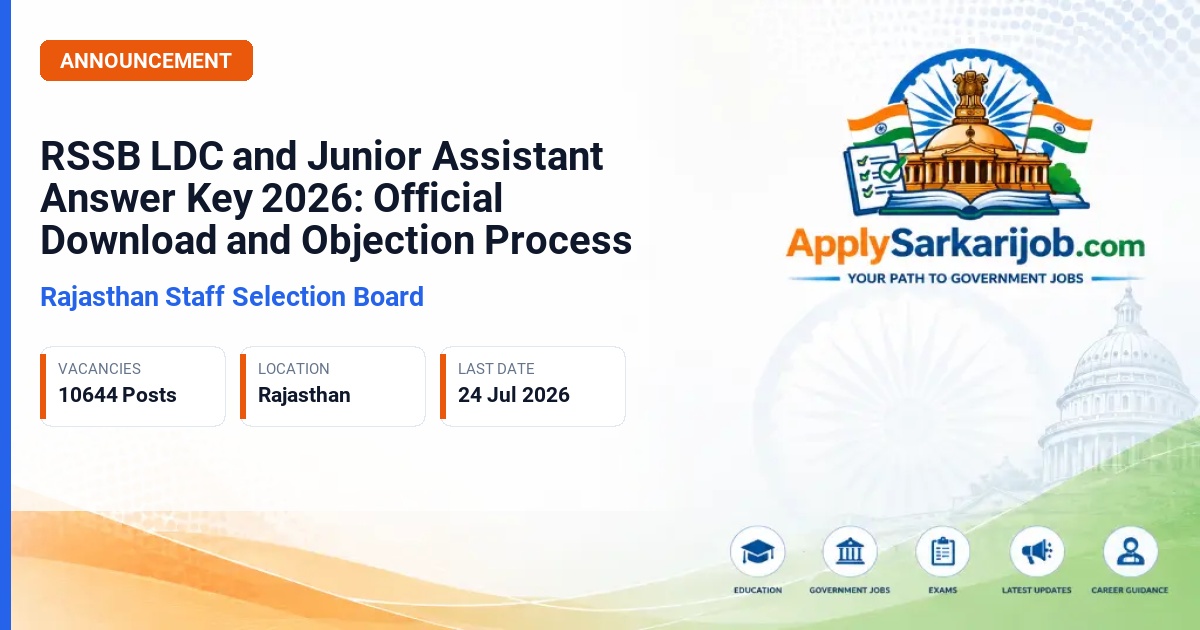 Rajasthan Staff Selection Board (RSSB), Jaipur - Clerk Grade-II (LDC) and Junior Assistant Official Notification Poster & Schedule