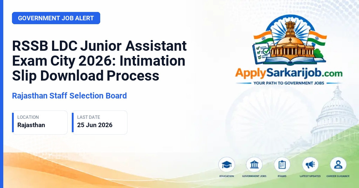 Rajasthan Staff Selection Board (RSSB / RSMSSB) - Lower Division Clerk (LDC) / Junior Assistant Official Notification Poster & Schedule