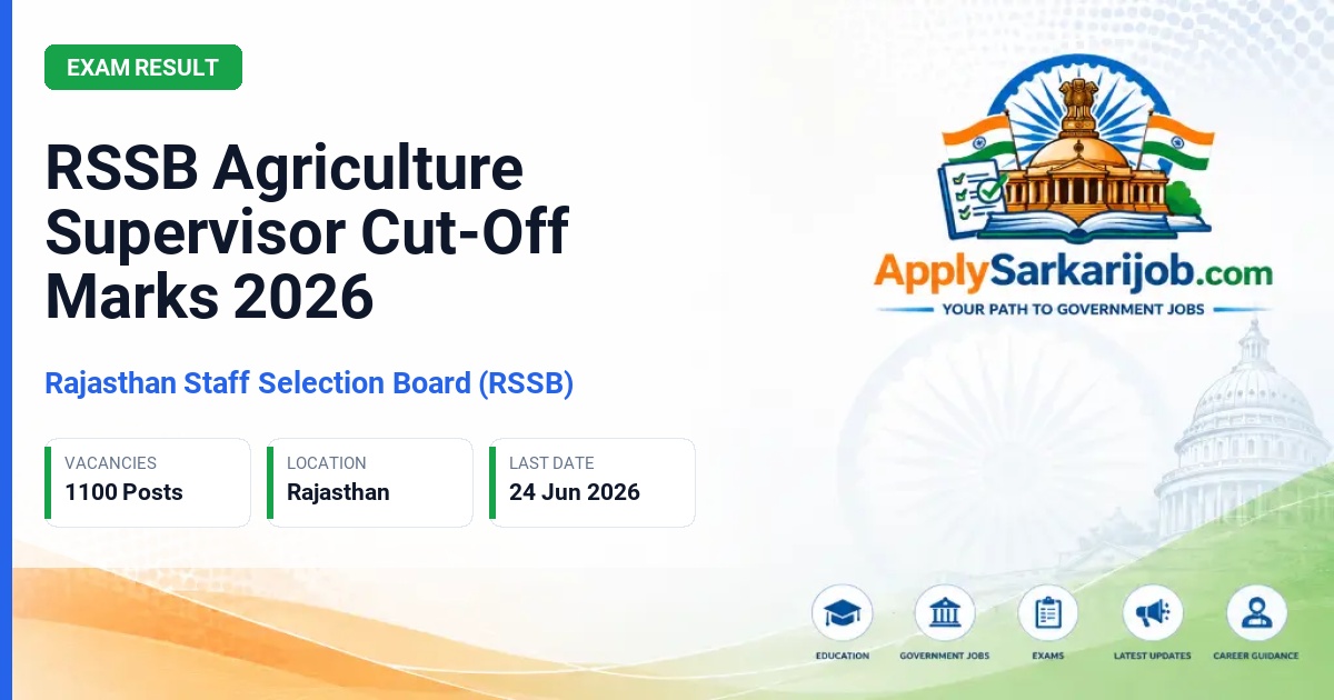 Rajasthan Staff Selection Board (RSSB / RSMSSB) - Agriculture Supervisor (Krishi Paryavekshak) Official Notification Poster & Schedule