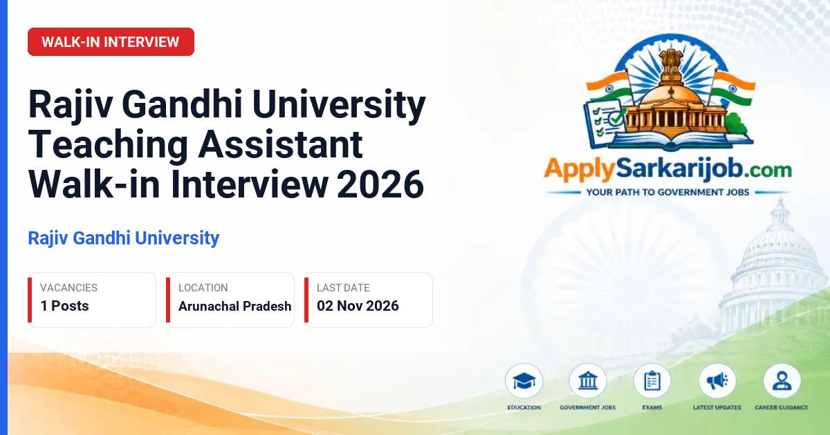 Rajiv Gandhi University - Teaching Assistant Official Notification Poster & Schedule