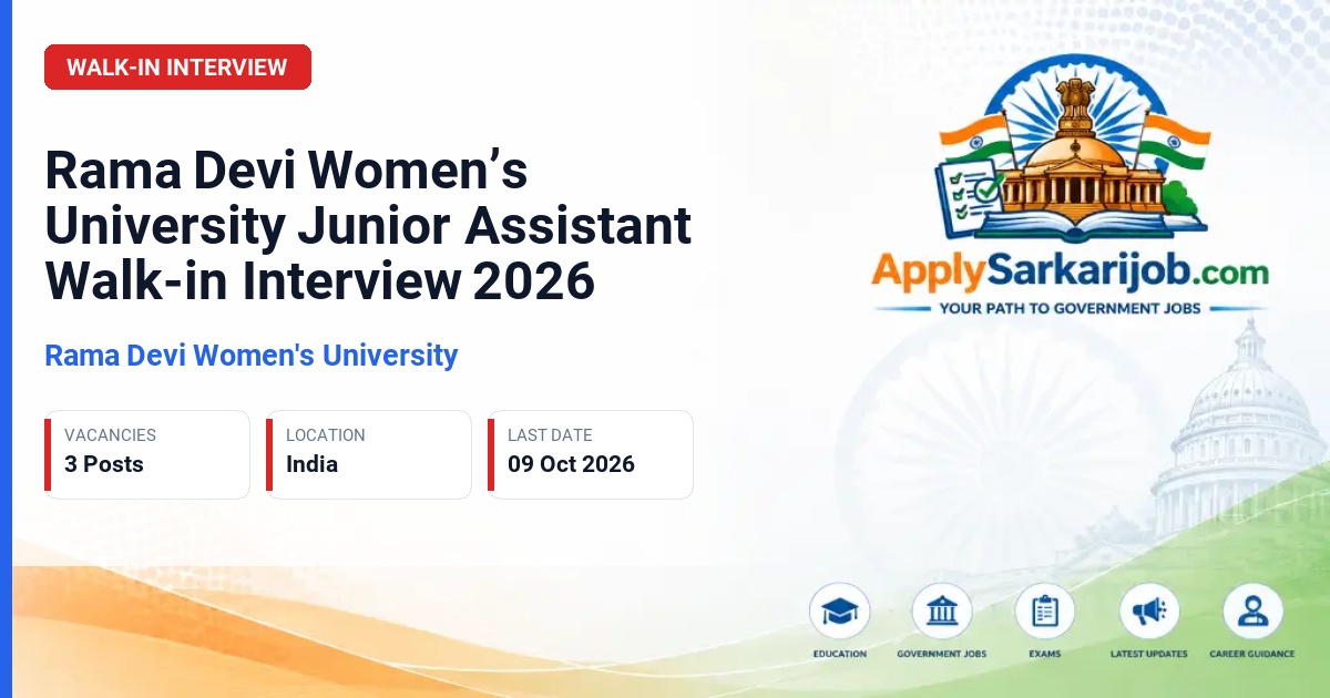 Rama Devi Women's University - Junior Assistant Official Notification Poster & Schedule