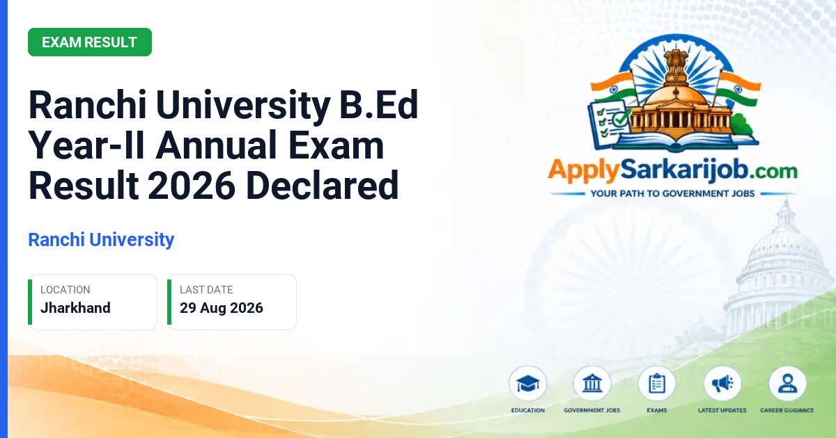Ranchi University - Bachelor of Education (B.Ed.) Year-II Annual Examination 2026 Official Notification Poster & Schedule