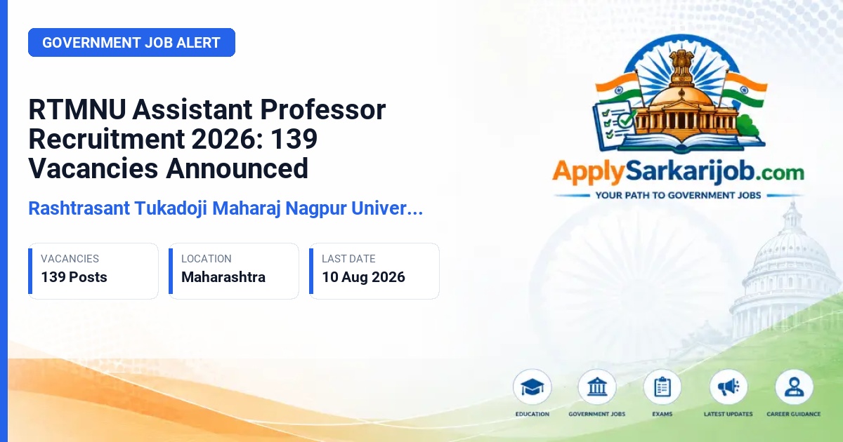 Rashtrasant Tukadoji Maharaj Nagpur University - Assistant Professor Official Notification Poster & Schedule
