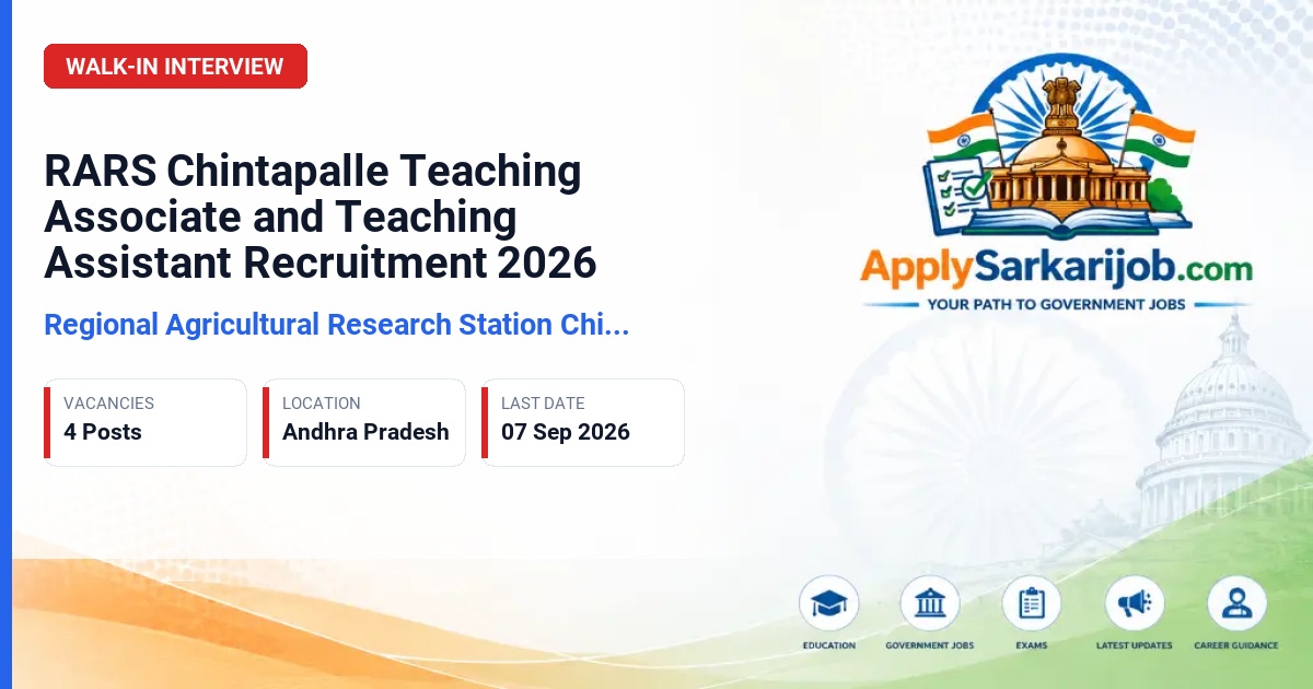 Acharya N.G. Ranga Agricultural University (ANGRAU) - Teaching Associate and Teaching Assistant Official Notification Poster & Schedule