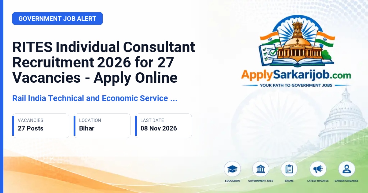 Rail India Technical and Economic Service (RITES) - Individual Consultant Official Notification Poster & Schedule