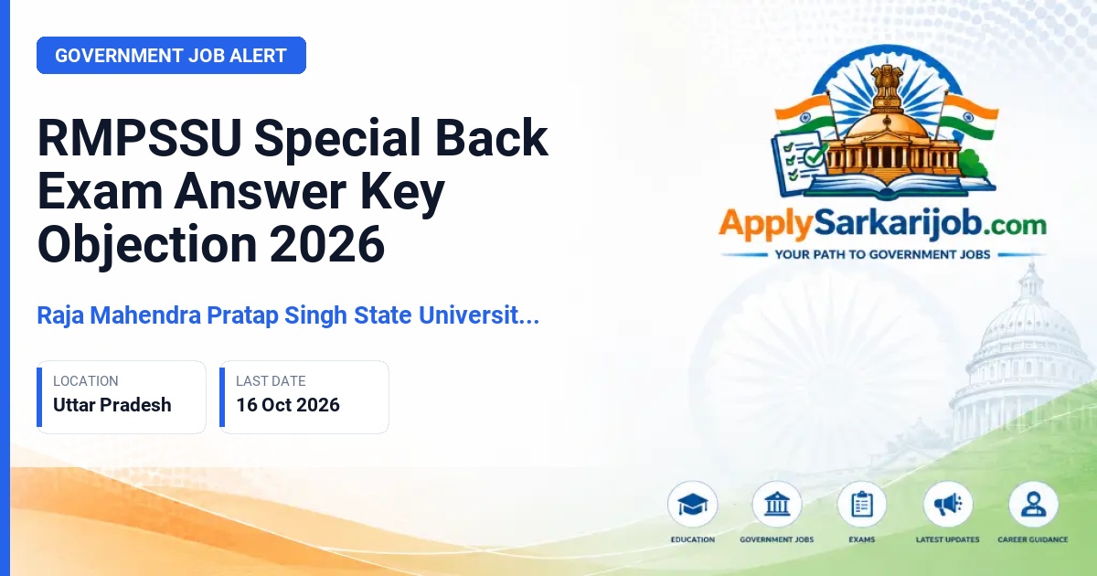 Raja Mahendra Pratap Singh State University (RMPSSU) - Special Back Exam Answer Key Objection Official Notification Poster & Schedule