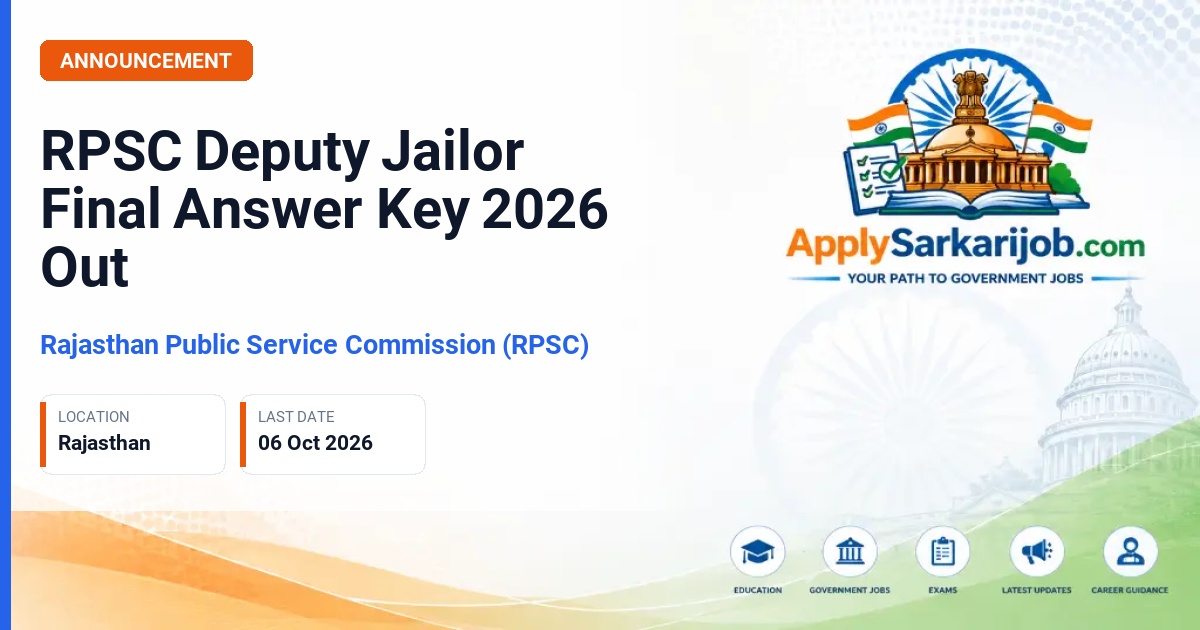 Rajasthan Public Service Commission (RPSC) - Deputy Jailor Official Notification Poster & Schedule
