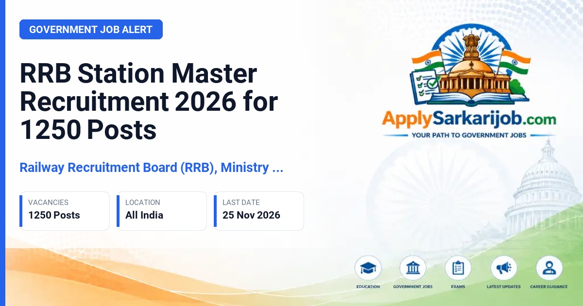 Railway Recruitment Board (RRB), Ministry of Railways - Station Master Official Notification Poster & Schedule