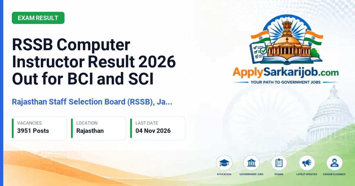 Rajasthan Staff Selection Board (RSSB), Jaipur - Basic Computer Instructor and Senior Computer Instructor Official Notification Poster & Schedule