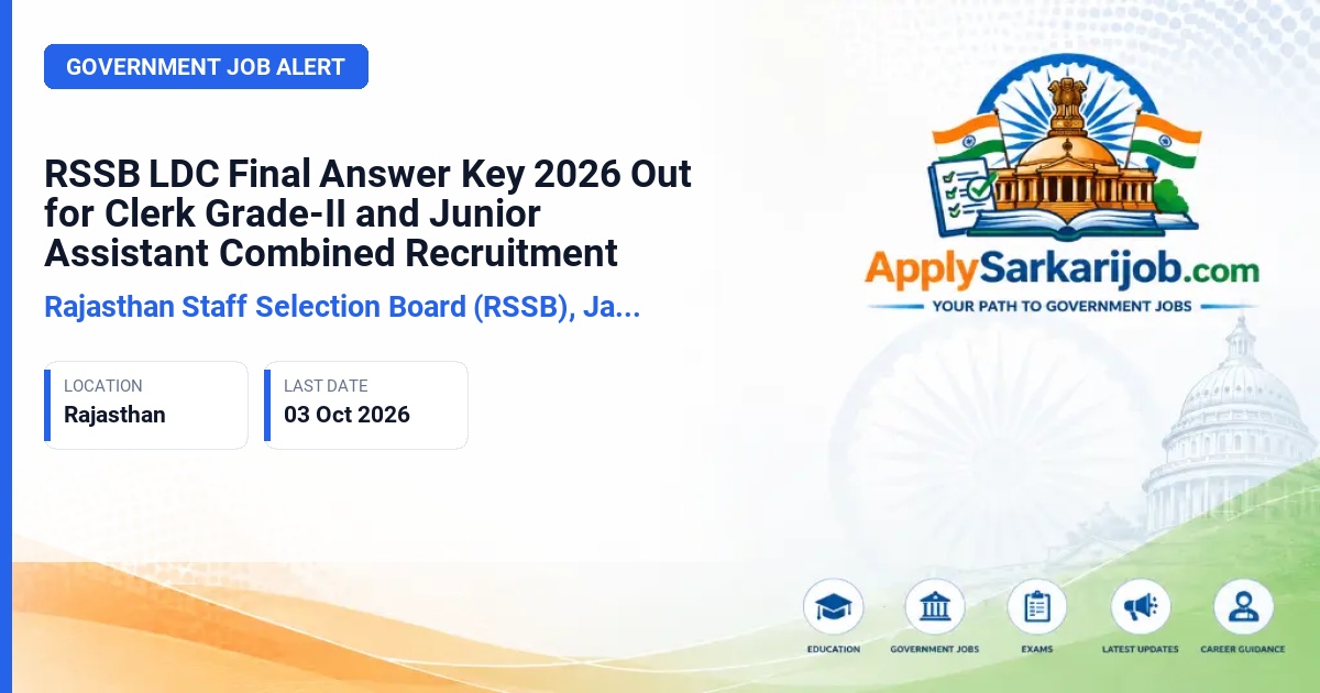 Rajasthan Staff Selection Board (RSSB), Jaipur - Clerk Grade-II / Junior Assistant Official Notification Poster & Schedule
