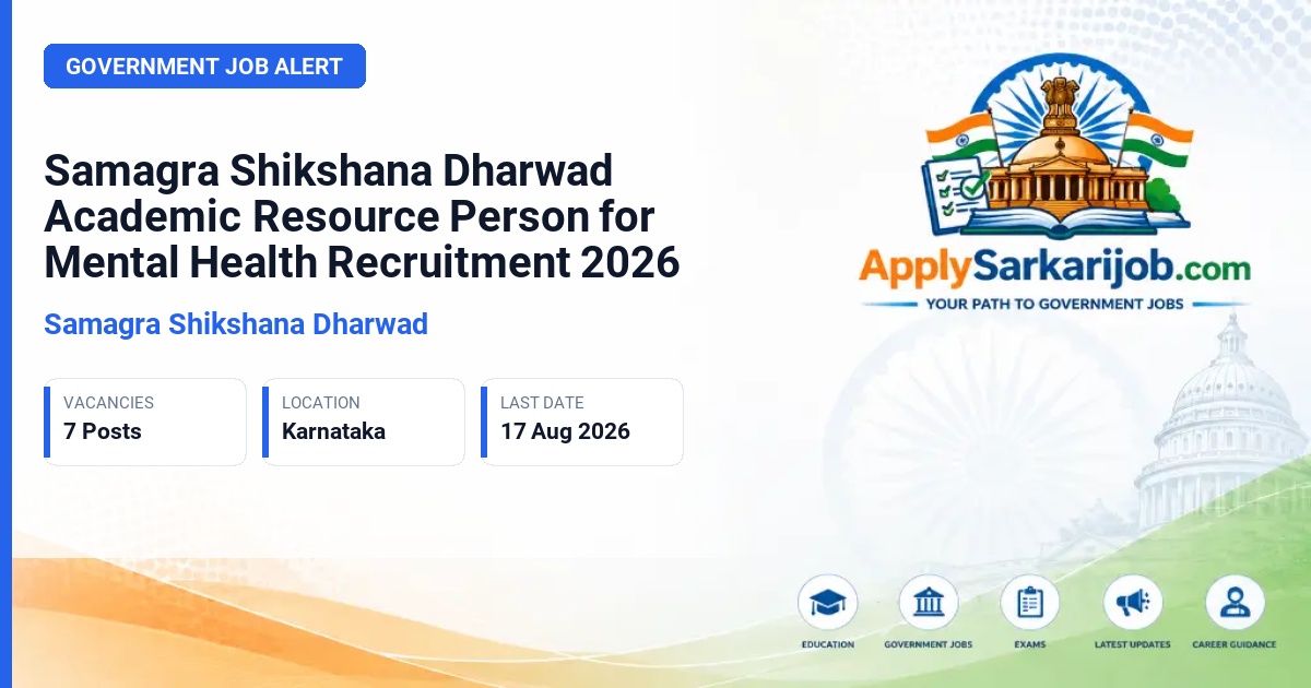 District Health and Family Welfare Office Dharwad - Academic Resource Person for Mental Health (Consultant) Official Notification Poster & Schedule
