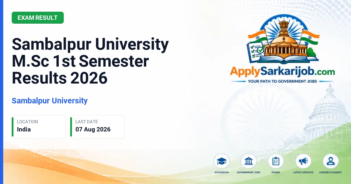 Sambalpur University - Sambalpur University M.Sc 1st Semester Results 2026 Official Notification Poster & Schedule