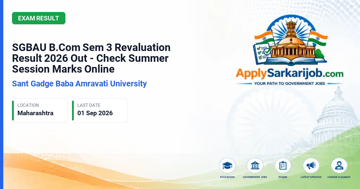 Sant Gadge Baba Amravati University - B.Com Third Semester (Sem-3) Revaluation - Summer 2026 Official Notification Poster & Schedule