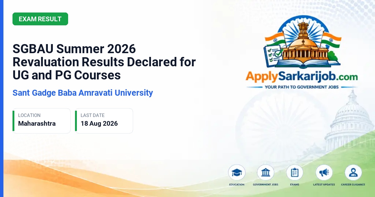 Sant Gadge Baba Amravati University - SGBAU Summer 2026 Revaluation Results Declared for UG and PG Courses Official Notification Poster & Schedule