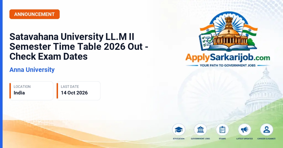 Anna University - LL.M. II Semester Exam Official Notification Poster & Schedule