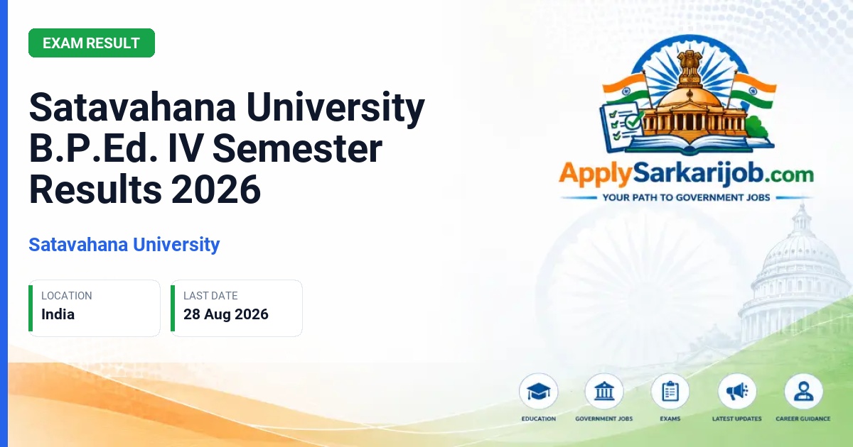 Satavahana University - Satavahana University B.P.Ed. IV Semester Results 2026 Official Notification Poster & Schedule