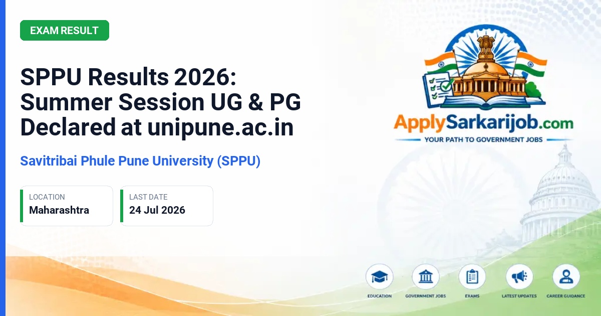 Savitribai Phule Pune University - SPPU Results 2026: Summer Session UG & PG Declared at unipune.ac.in Official Notification Poster & Schedule