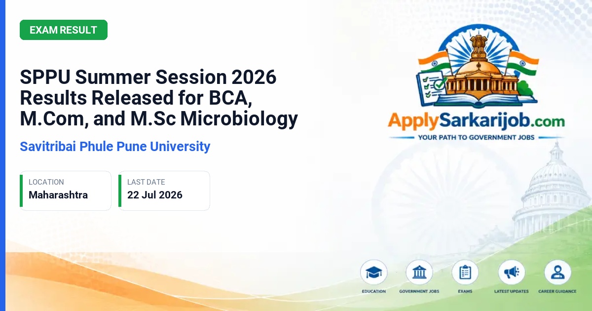 Savitribai Phule Pune University - SPPU Summer Session 2026 Results Released for BCA, M.Com, and M.Sc Microbiology Official Notification Poster & Schedule