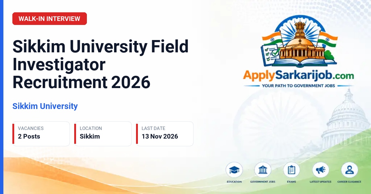 Sikkim University - Field Investigator Official Notification Poster & Schedule