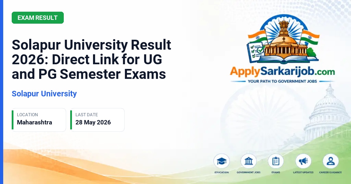 Punyashlok Ahilyadevi Holkar Solapur University - Solapur University Result 2026: Direct Link for UG and PG Semester Exams Official Notification Poster & Schedule