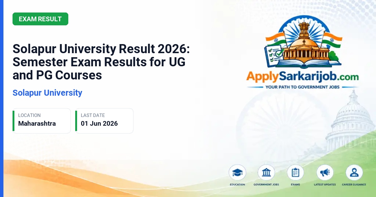 Punyashlok Ahilyadevi Holkar Solapur University - Solapur University Result 2026: Semester Exam Results for UG and PG Courses Official Notification Poster & Schedule