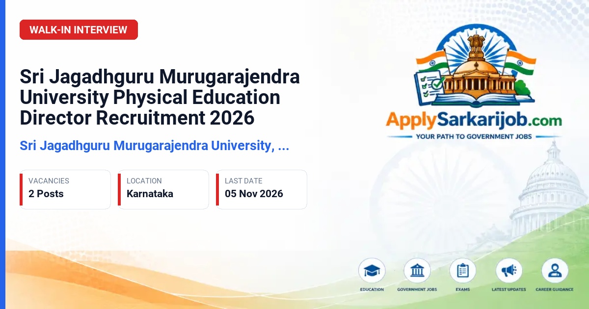 Sri Jagadhguru Murugarajendra University, Chitradurga - Physical Education Director Official Notification Poster & Schedule