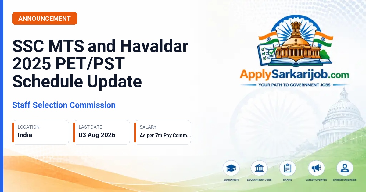Staff Selection Commission (SSC) - MTS and Havaldar Official Notification Poster & Schedule