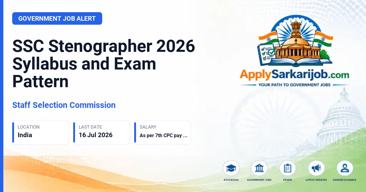 Staff Selection Commission (SSC) - Stenographer Grade C and Grade D Official Notification Poster & Schedule