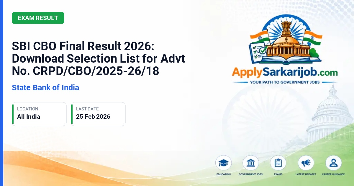 State Bank of India (SBI) - Circle Based Officer (CBO) Official Notification Poster & Schedule