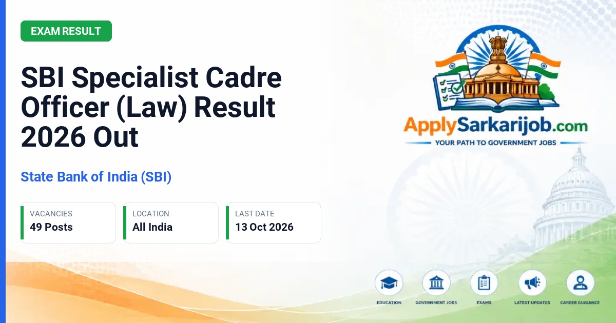 State Bank of India (SBI) - Specialist Cadre Officer (Law) Official Notification Poster & Schedule