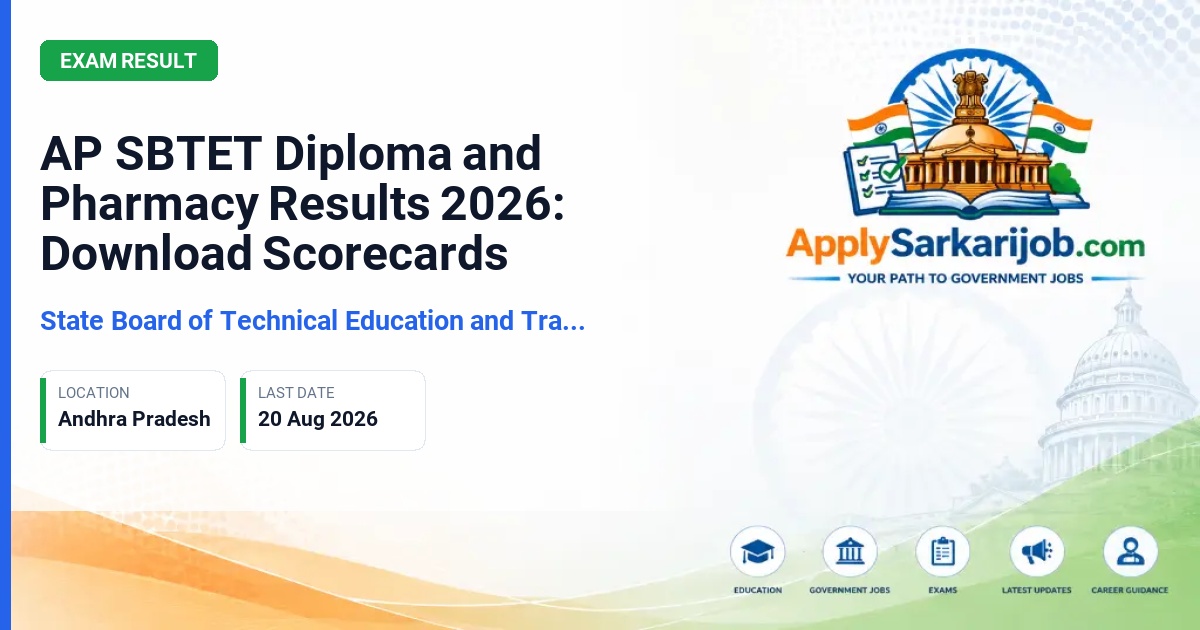 Andhra Pradesh State Board of Technical Education and Training (AP SBTET) - AP SBTET Diploma and Pharmacy Results 2026: Download Scorecards Official Notification Poster & Schedule