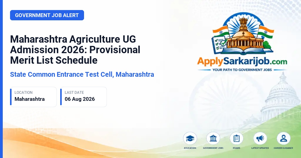 State Common Entrance Test Cell, Maharashtra (CET Cell Maharashtra) - Maharashtra Agriculture UG Admission 2026: Provisional Merit List Schedule Official Notification Poster & Schedule