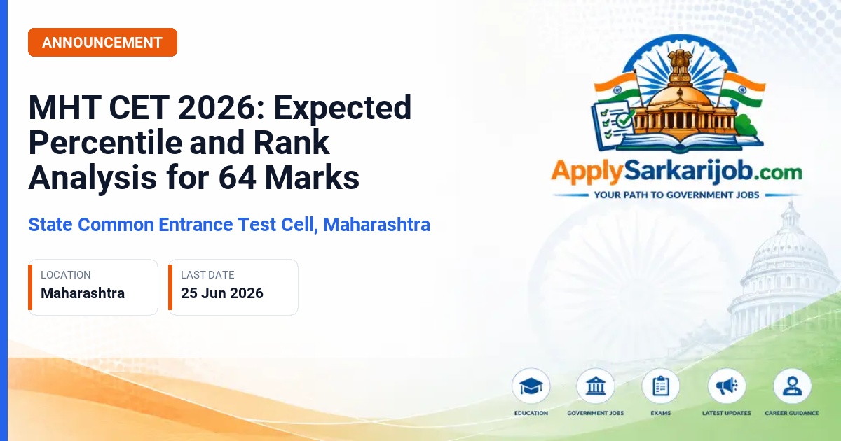 State Common Entrance Test Cell, Maharashtra (CET Cell Maharashtra) - MHT CET 2026: Expected Percentile and Rank Analysis for 64 Marks Official Notification Poster & Schedule