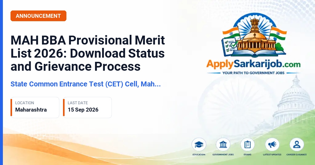 State Common Entrance Test Cell, Maharashtra (CET Cell Maharashtra) - BBA/BMS/BBM/Integrated MBA Admissions Official Notification Poster & Schedule
