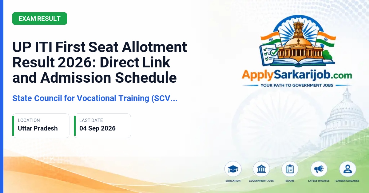 State Council of Vocational Training (SCVT), Lucknow - ITI Admission 2026 Official Notification Poster & Schedule