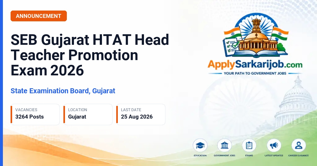State Examination Board (SEB), Gujarat - Head Teacher (Class-III) Official Notification Poster & Schedule
