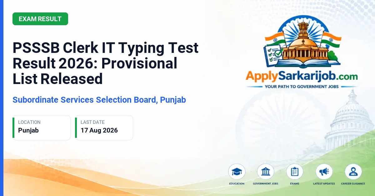 Punjab Subordinate Services Selection Board (PSSSB) - Clerk IT Official Notification Poster & Schedule