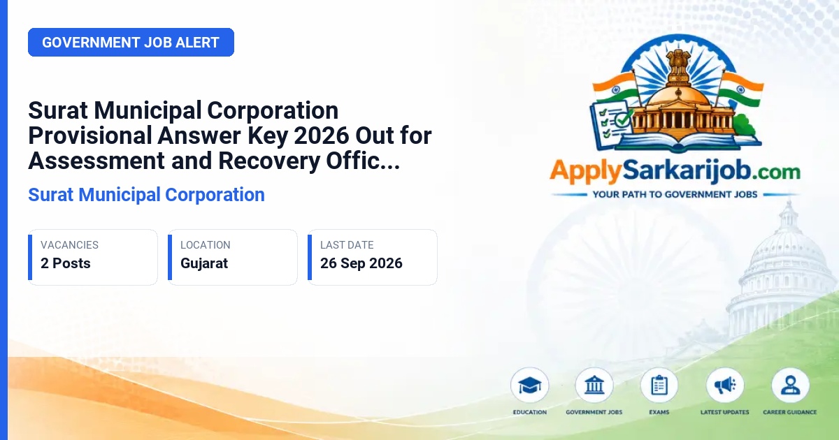 Surat Municipal Corporation - Assessment and Recovery Officer; Dy. Engineer (Civil) Official Notification Poster & Schedule