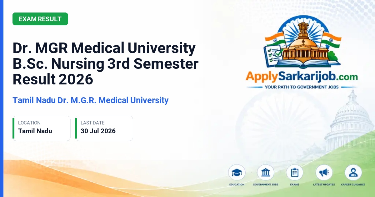 The Tamil Nadu Dr. M.G.R. Medical University - Dr. MGR Medical University B.Sc. Nursing 3rd Semester Result 2026 Official Notification Poster & Schedule