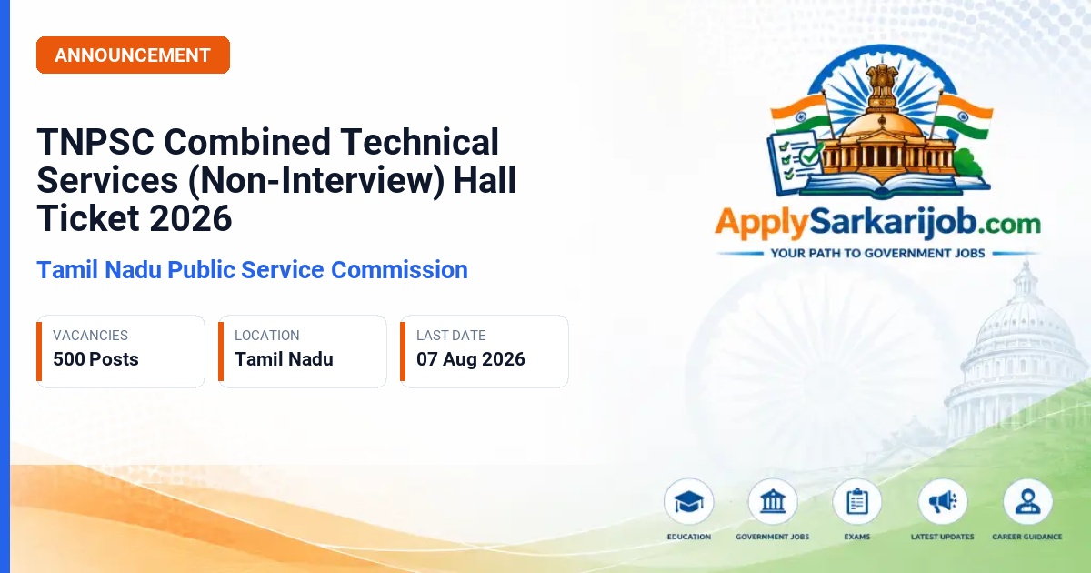Tamil Nadu Public Service Commission (TNPSC) - Combined Technical Services (Non-Interview Posts) Official Notification Poster & Schedule