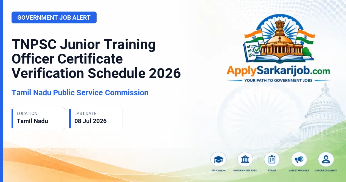 Tamil Nadu Public Service Commission (TNPSC) - Junior Training Officer Official Notification Poster & Schedule