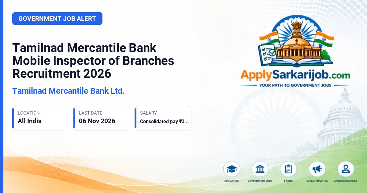 Tamilnad Mercantile Bank Ltd. - Mobile Inspector of Branches Official Notification Poster & Schedule