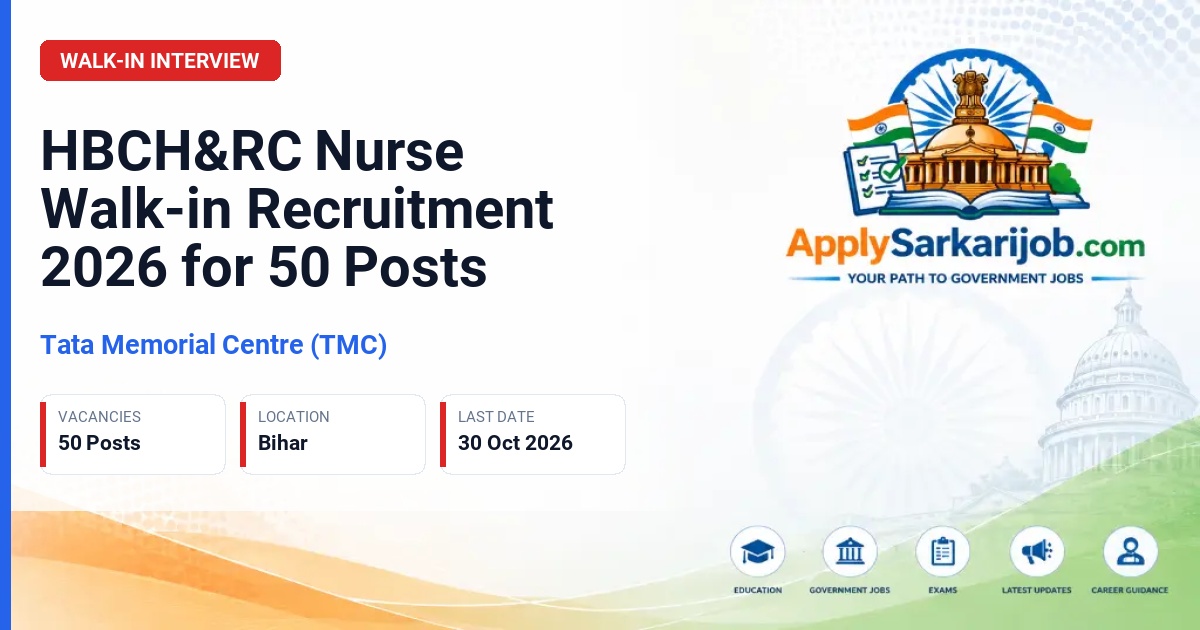 Tata Memorial Centre (TMC) - Nurse Official Notification Poster & Schedule