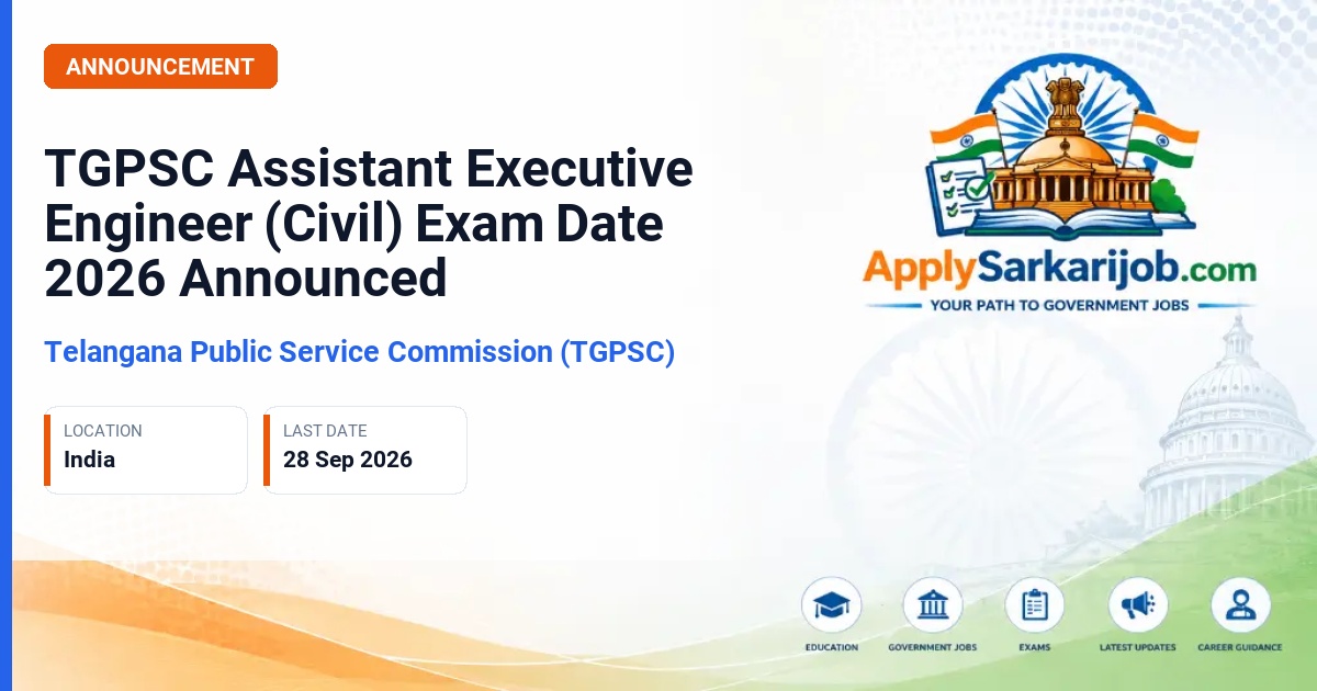 Telangana Public Service Commission (TGPSC) - Assistant Executive Engineer (Civil) Official Notification Poster & Schedule